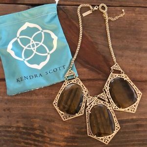 Kendra Scott three stone tiger eye necklace